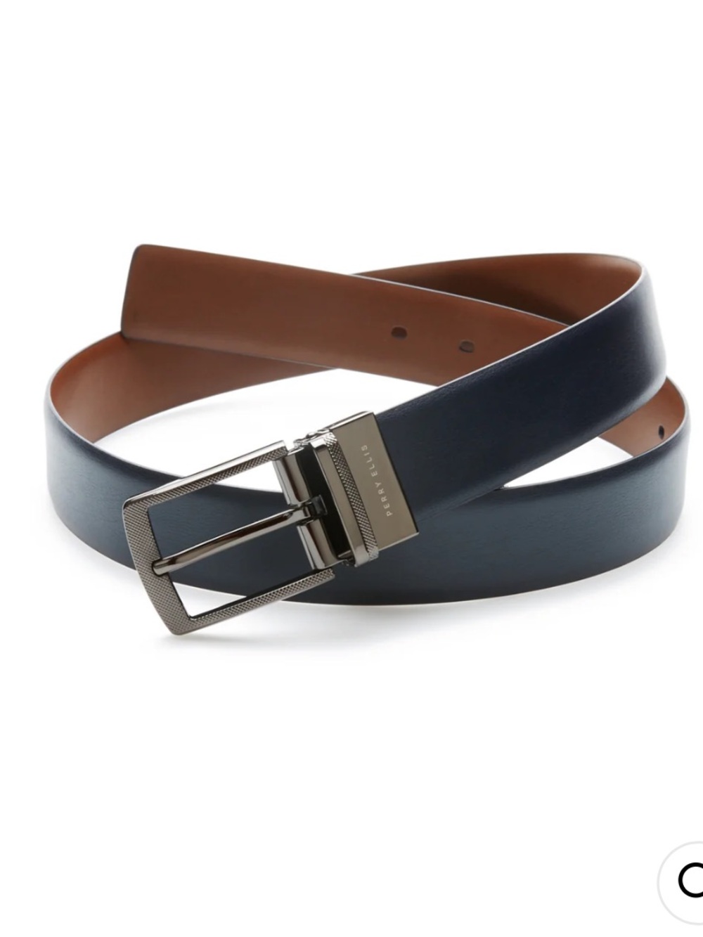 Perry Ellis Reversible Leather Belt in Black and Brown with Gunmetal Buckle